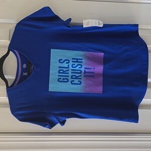 XERSION GIRLS BLUE PLUS SIZE SHORT SLEEVE TEE SIZE 2XL "GIRLS CRUSH IT" SIZE 2XL